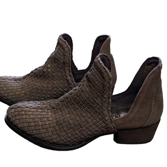 Very Volatile booties woven leather brown metallic size 8.5 - Picture 3 of 10